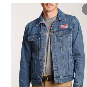 Coors x Brixton CP Banquet Blue Denim Trucker Jacket Size Large 100% Cotton